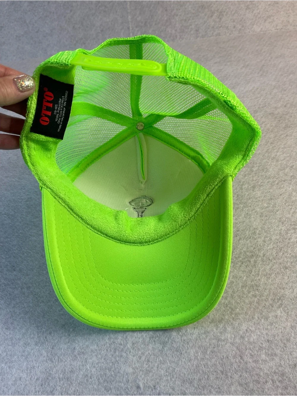 Neon Green foam Trucker Hat with Embroidered Golf tee Logo SnapBack - Picture 2 of 6